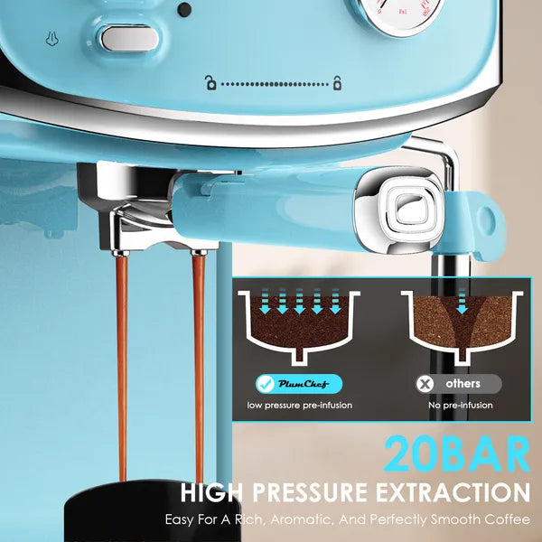 20 Bar Espresso Machine - Compact Espresso Maker with Milk Frother