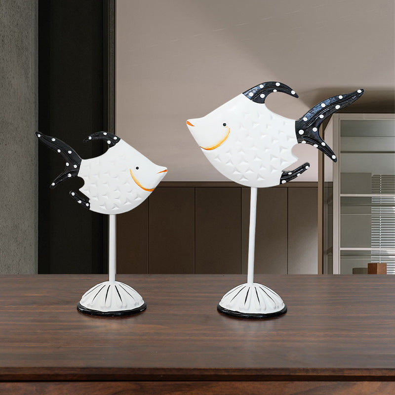 Wooden Fish Ornaments - Mediterranean Style Home Decor, Pine Fish Decoration