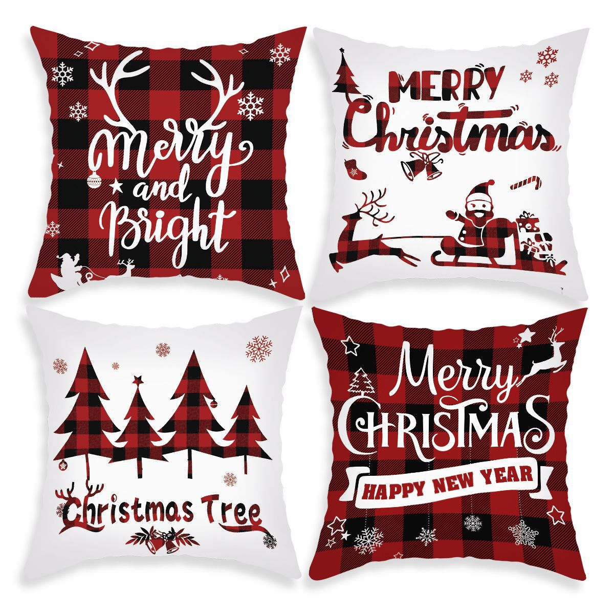Holiday Cartoon Santa Claus Elk Pillow Cover 45x45cm Sofa Cushion Decor