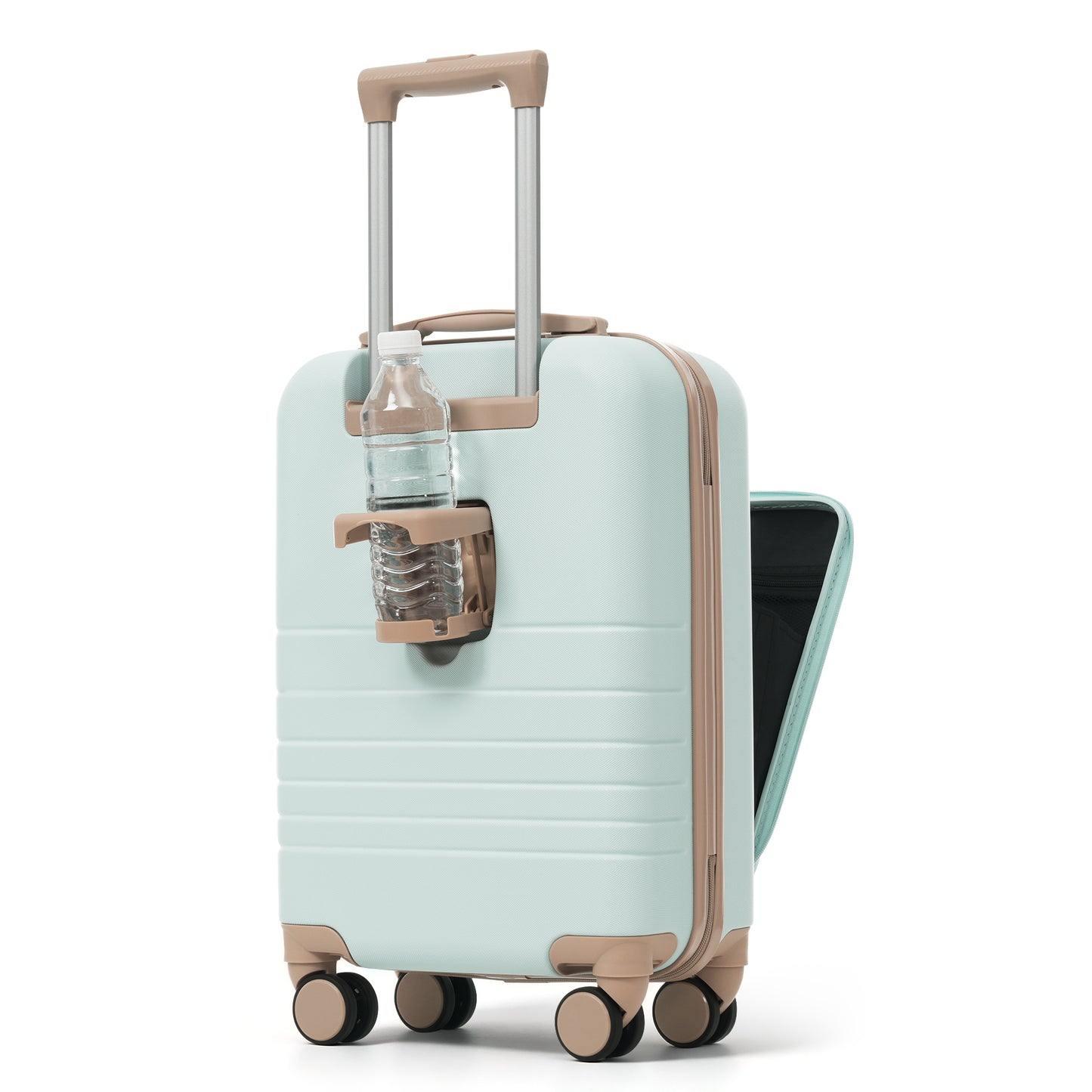 20-Inch Expandable Carry-On Luggage Set with USB Port - Green