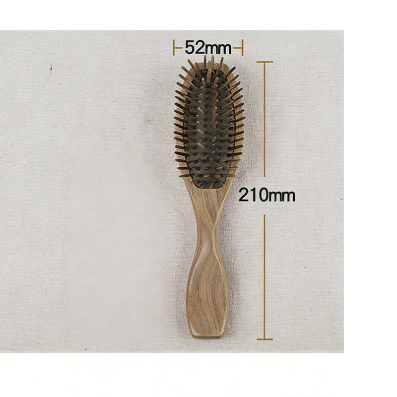 Natural Green Sandalwood Massage Comb - Scalp Massager & Wooden Hair Comb