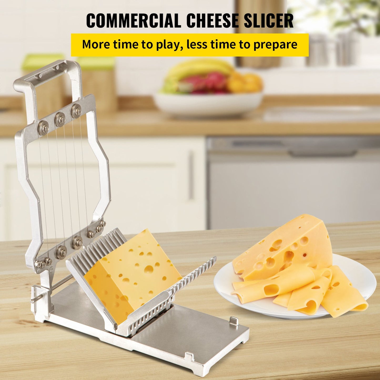 Commercial Cheese Slicer with Wire, 1cm & 2cm Thickness, Aluminum Alloy Kitchen Tool