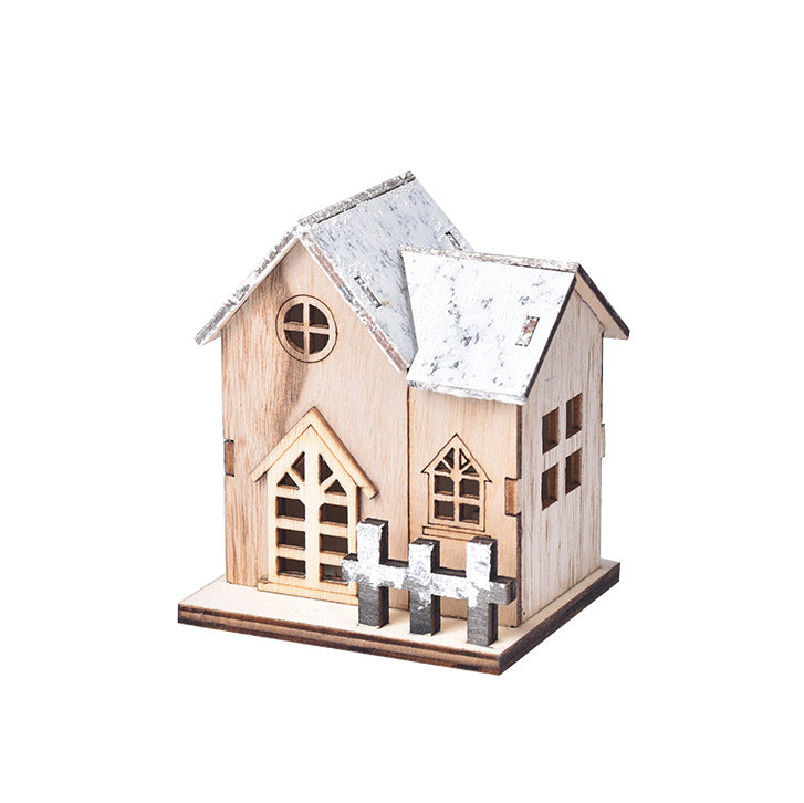 LED Luminous Wooden Christmas House - Holiday Decor, Festive Light