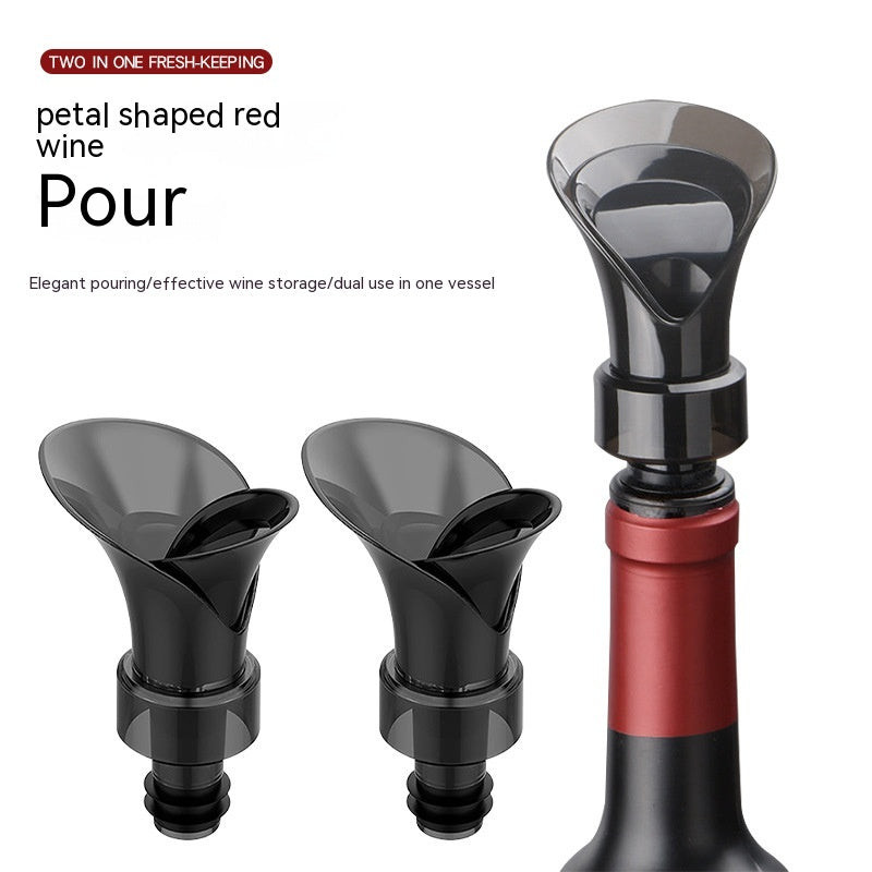 Petal Style Wine Vacuum Preserver Stopper - Black