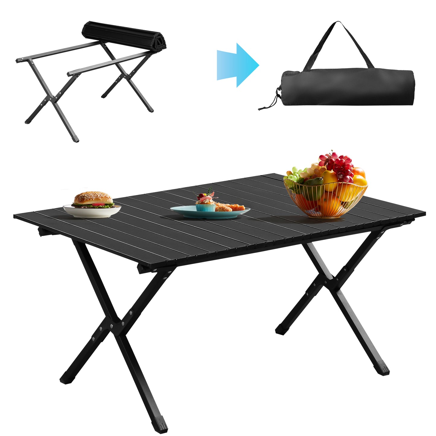 86cm Carbon Steel Folding Camping Table - Portable Picnic Table