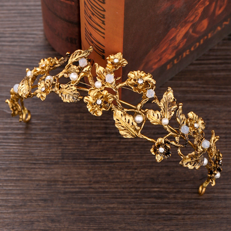 Diamond-Shaped Flower Crown Tiara for Weddings & Celebrations - Patina