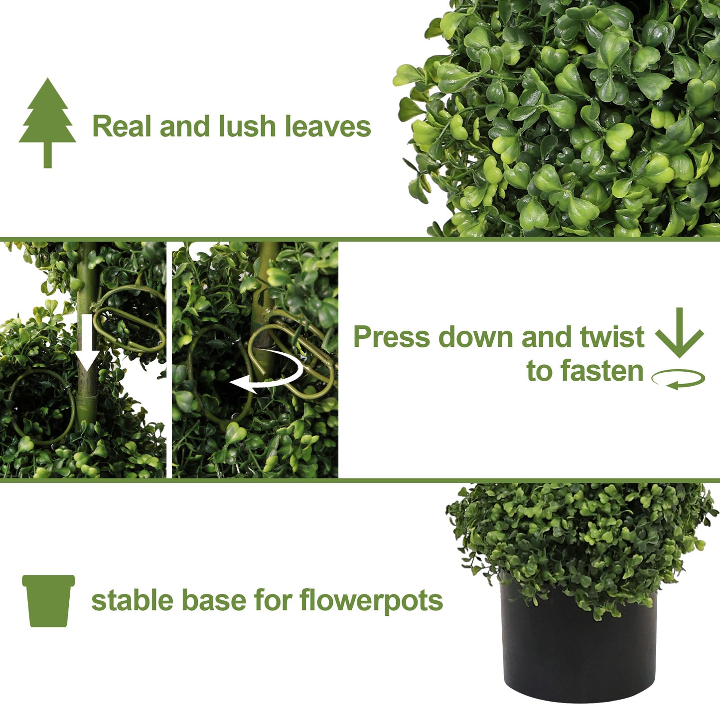 7FT Artificial Spiral Topiary Tree - Large Potted Green Plant