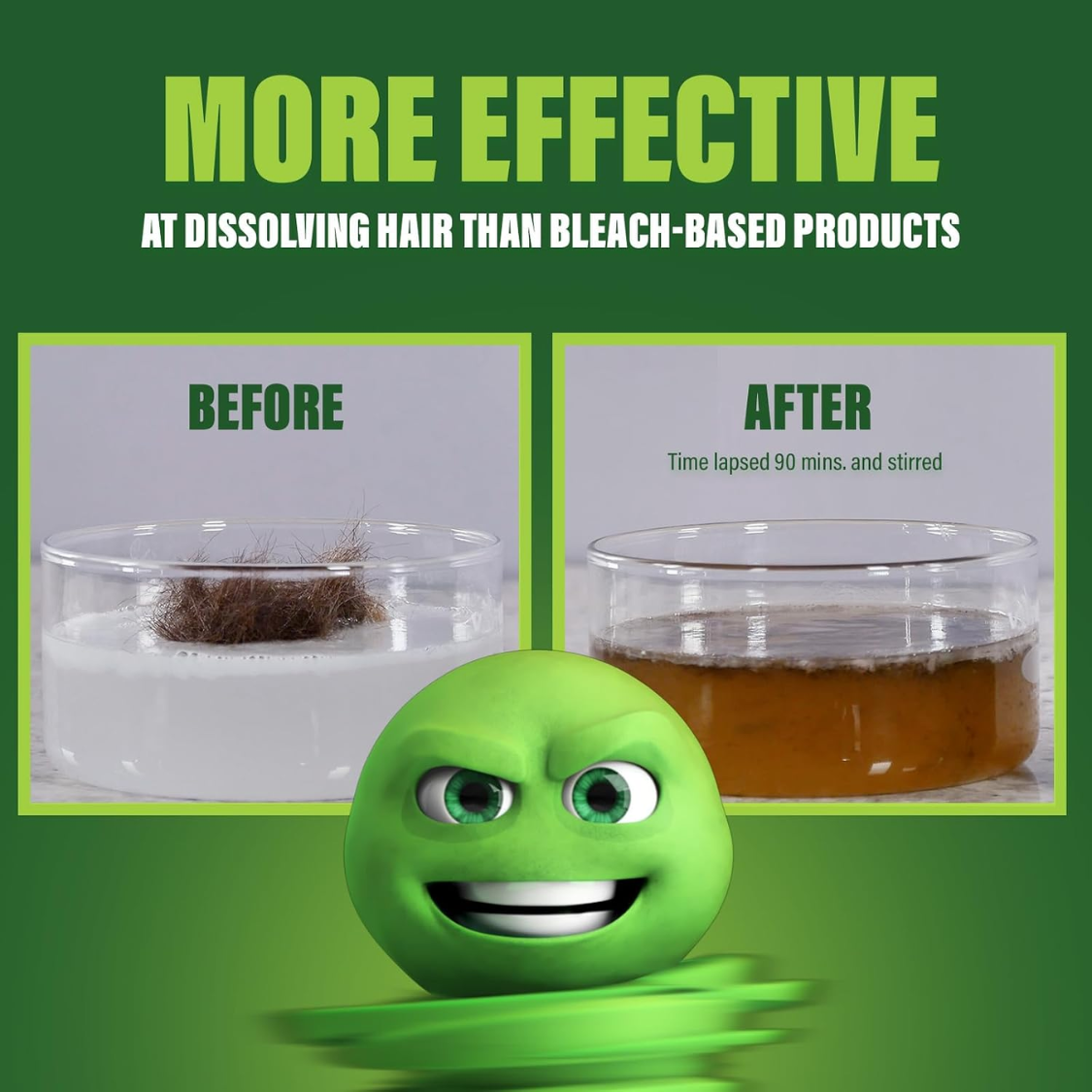 Drain Clog Remover Cleaner - Eco-Friendly Hair & Soap Dissolver for Bathroom & Kitchen Pipes - Green Variant