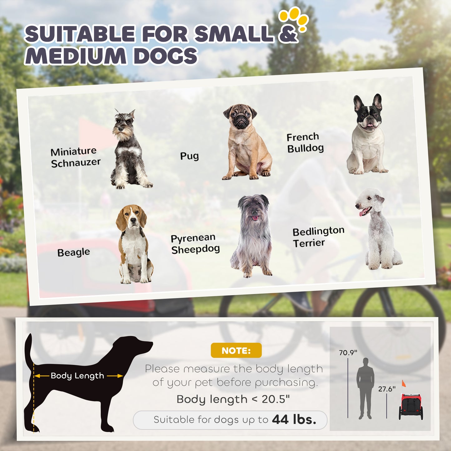 Dog Bike Trailer for Small & Medium Dogs with Ramp, Red Bicycle Pet Carrier