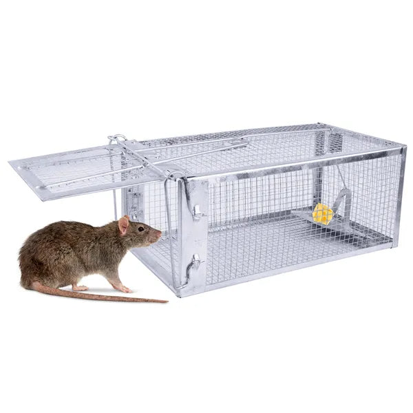 Humane Live Rodent Trap Cage with U-Shaped Rod - Galvanized Steel, Humane & Humane Mouse & Rat Catcher - Silver