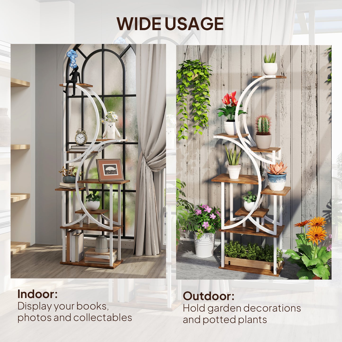 8-Tier S-Shaped Indoor Plant Stand - Carbonized Finish
