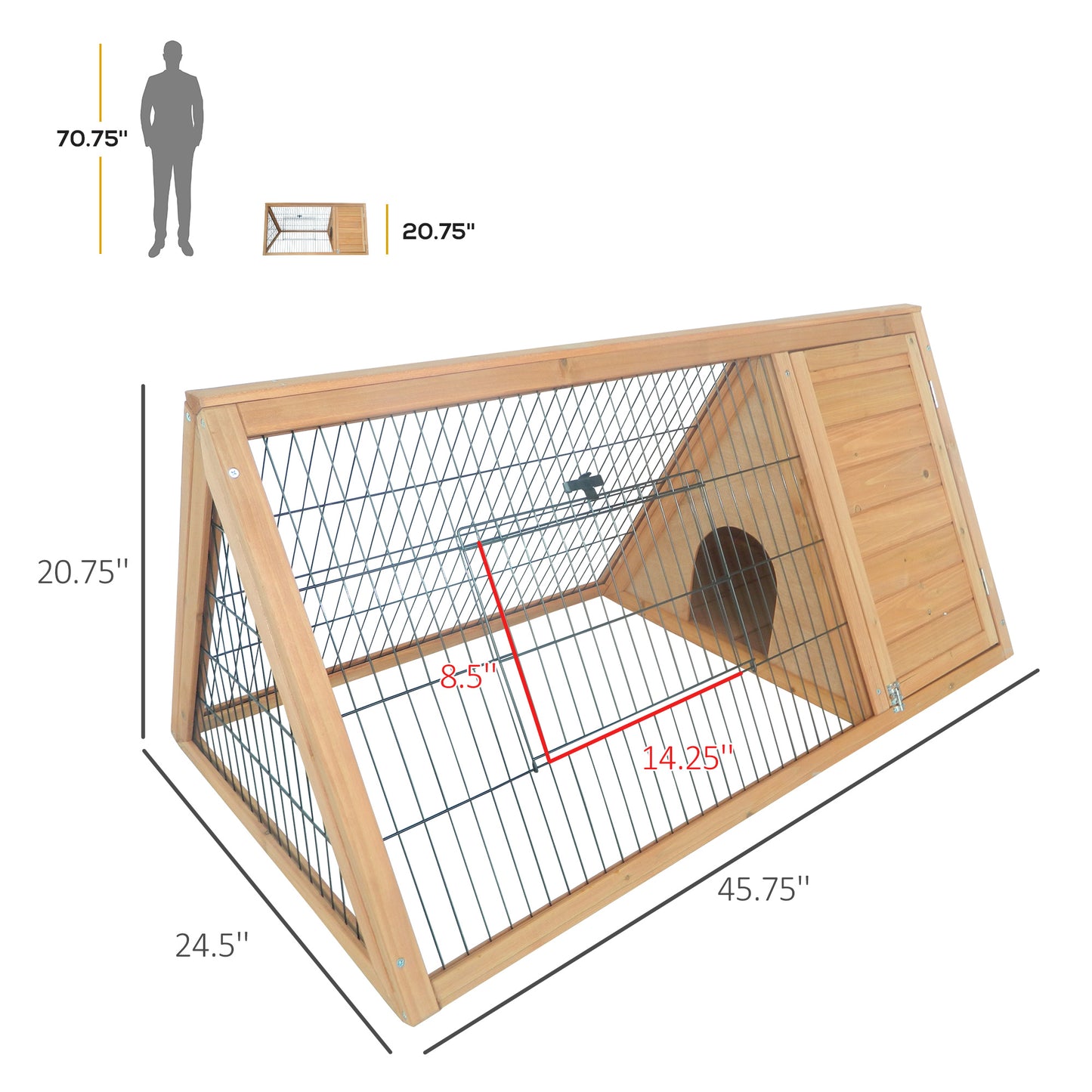 Outdoor Wooden Rabbit Hutch with Run - Small Animal Cage for Rabbit, Duck, Chicken