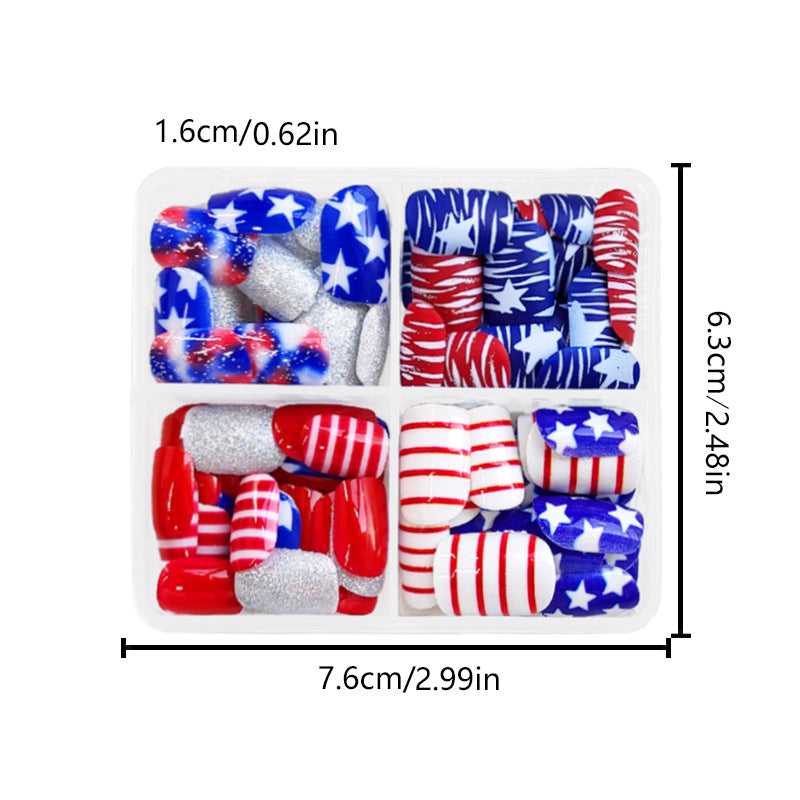 Glitter Nail Tips Independence Day - 4 Pack