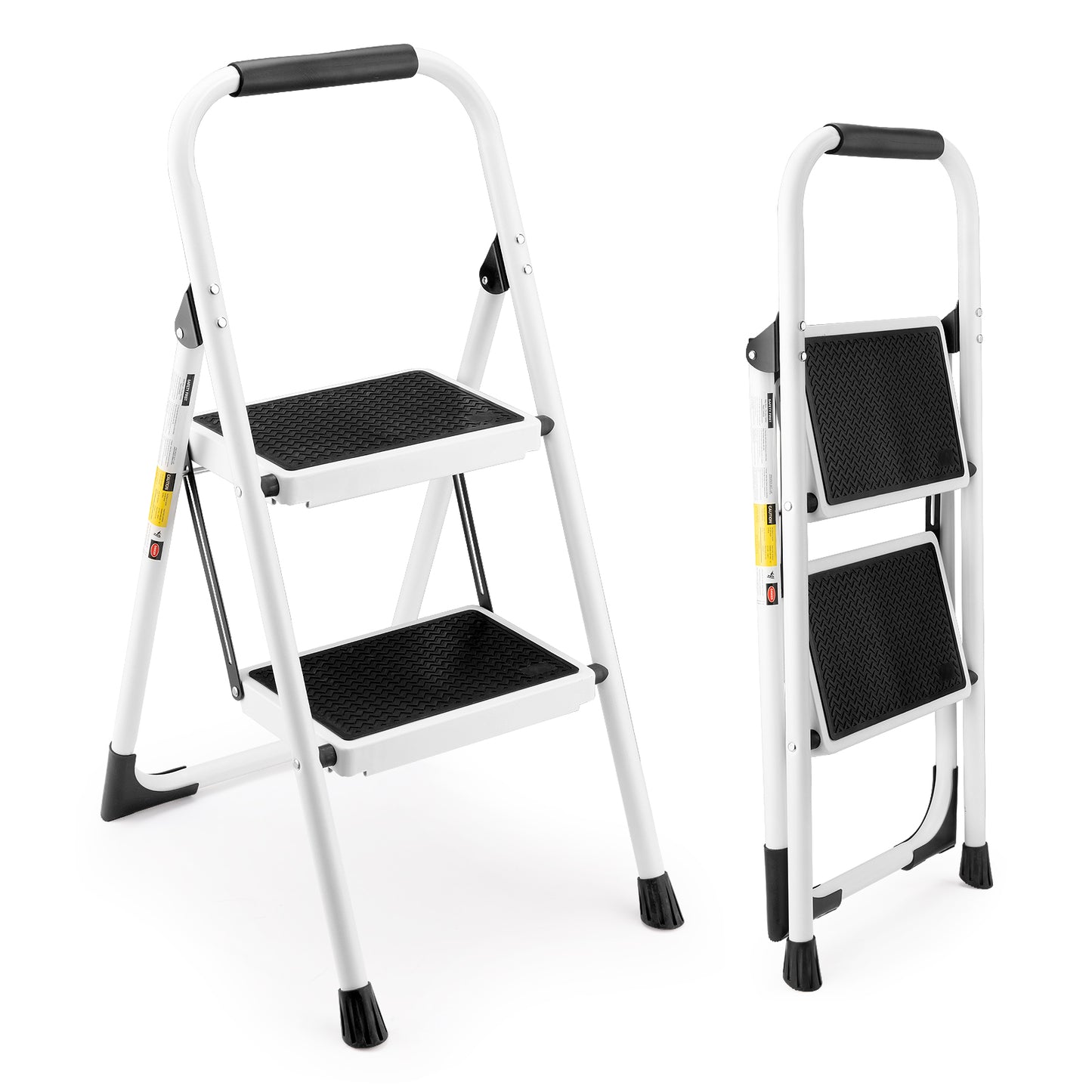 2 Step Ladder, Folding Stool With Anti-Slip And Wide Pedal,