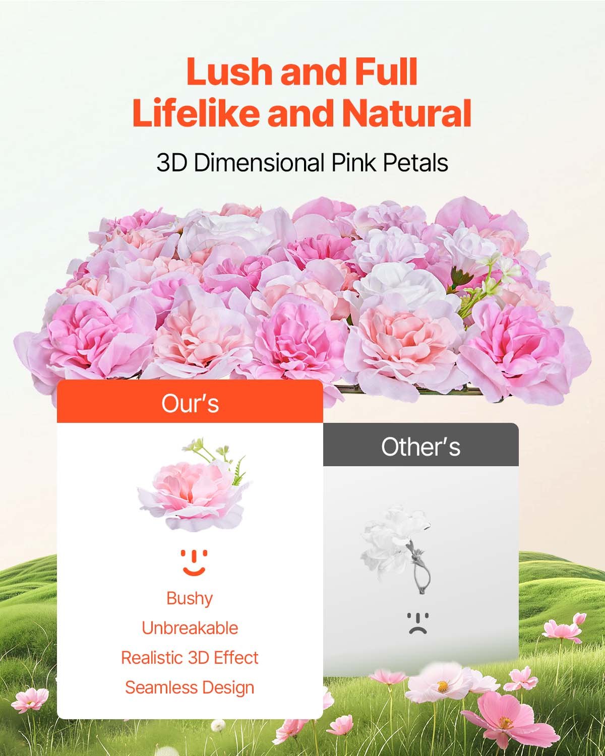 Pink 3D Flower Wall Panel 12-Pack - Artificial Floral Wall Covering for Wedding Privacy