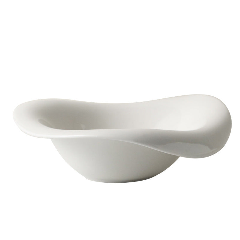 Reverse Mouth Porcelain Plate - Japanese Style Kitchen Dish for Home & Dining