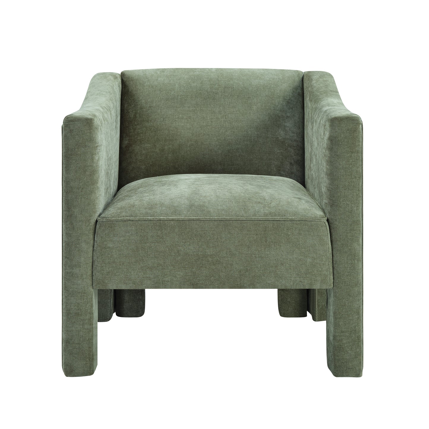 Modern Green Barrel Accent Chair - Upholstered Armchair for Living Room & Bedroom