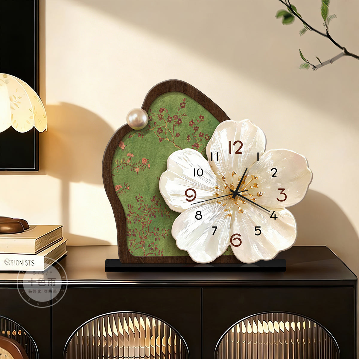 Medieval-Style Desktop Clock Painting - Botanical Flowers Art Frame-Free