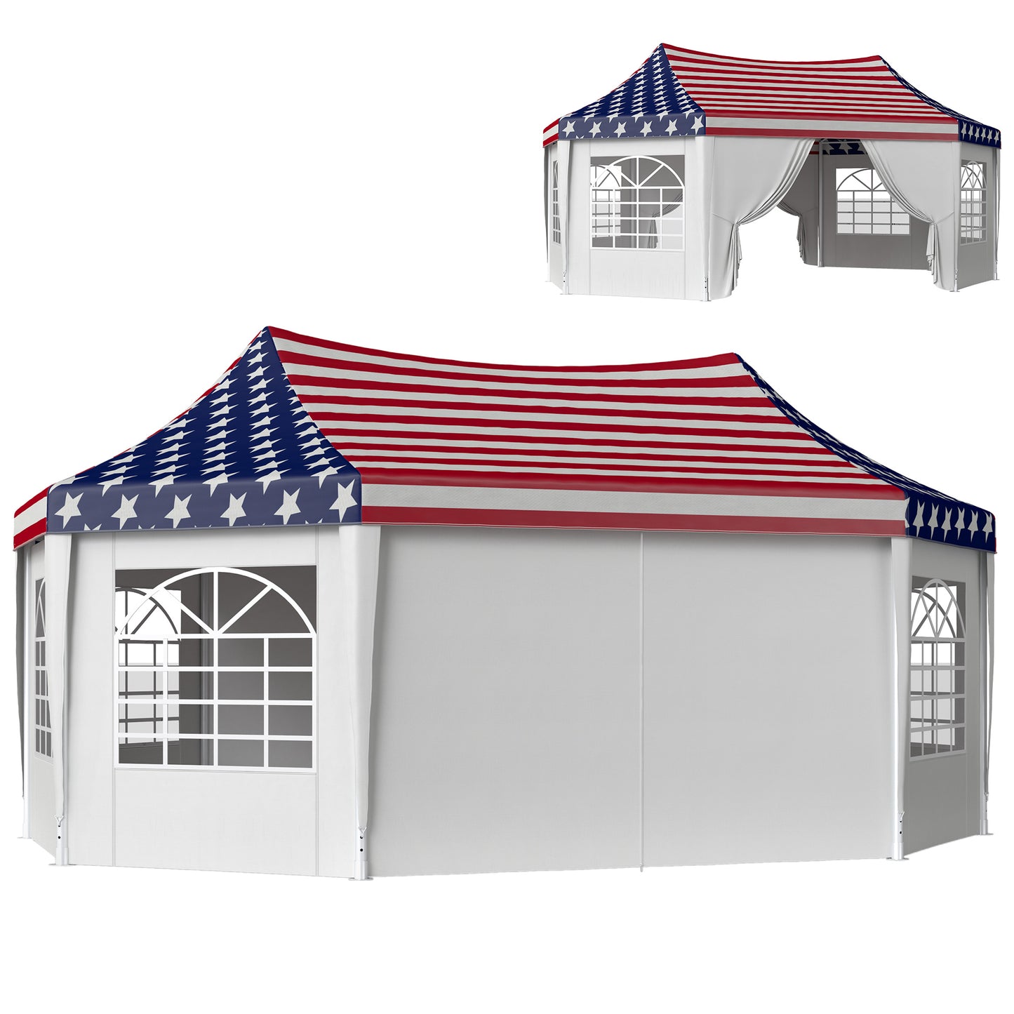 Heavy Duty Party Tent - 22.3 x 16.4 ft with 2 Doors & 6 Windows - American Flag