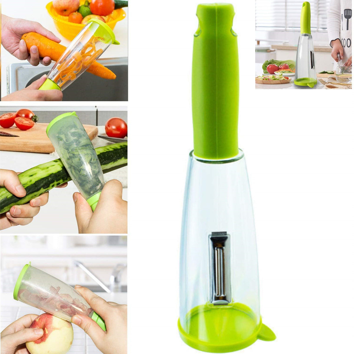 Multifunctional Vegetable Peeler with Storage Bin - Stainless Steel Kitchen Gadget