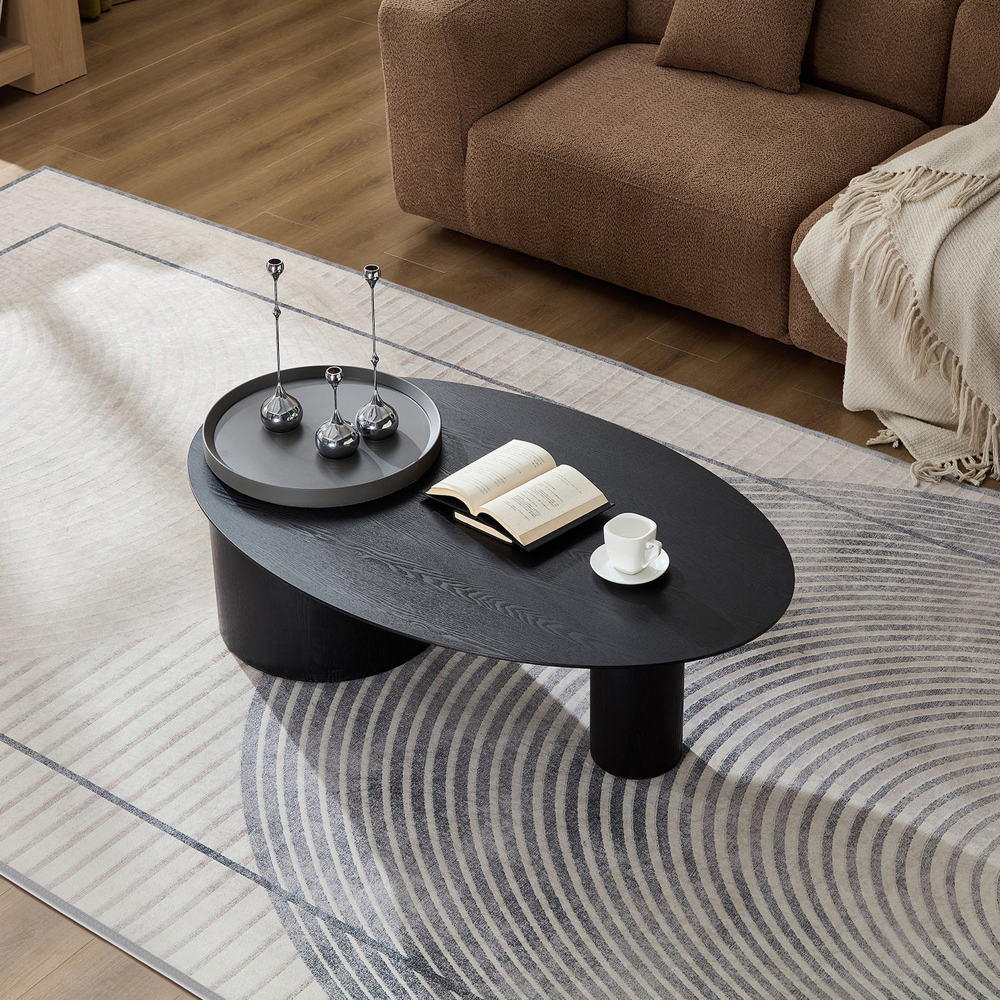 Modern Oval Luxury Coffee Table, Sophisticated Living Room Center