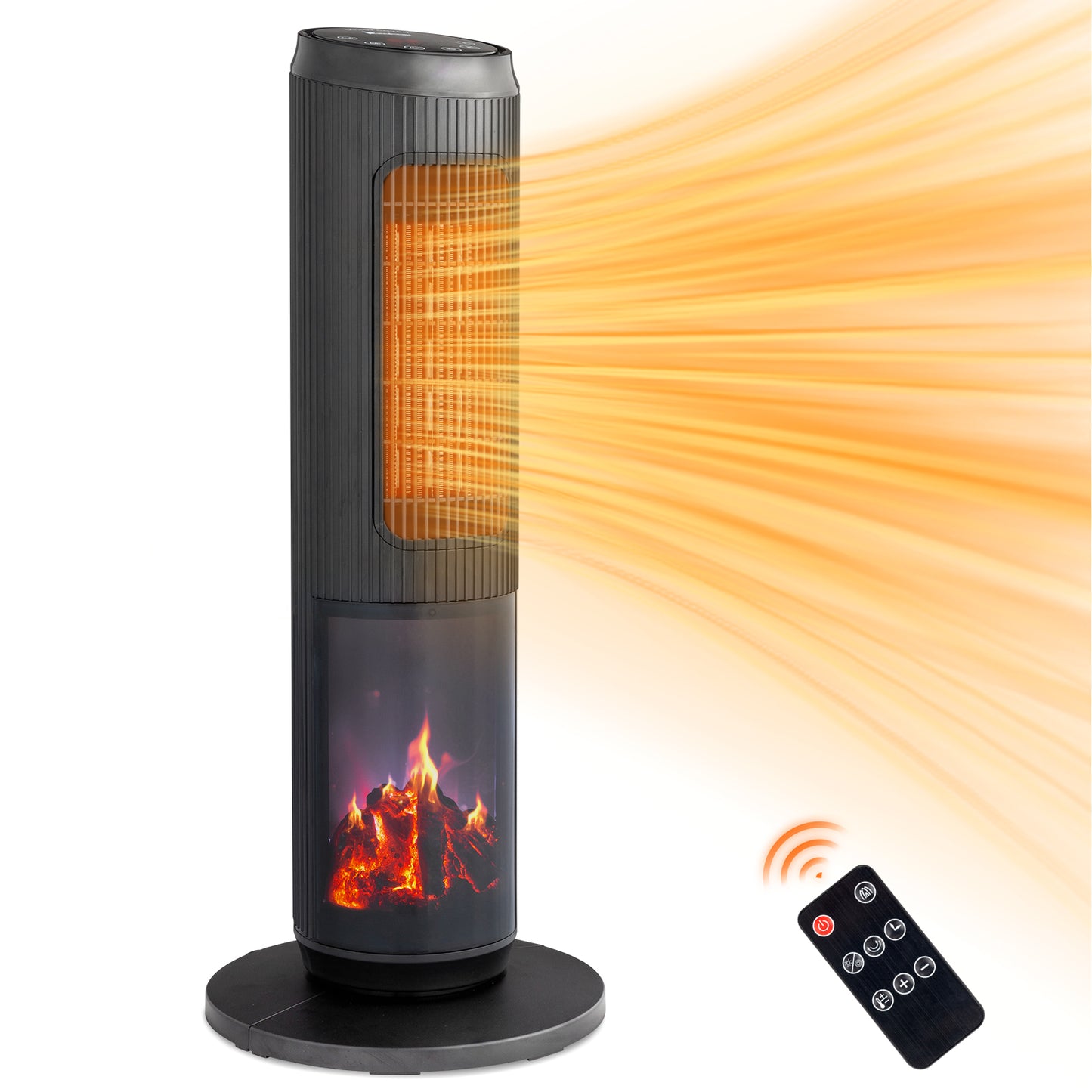 25-Inch Portable Tower Space Heater with Remote & 12H Timer - Black