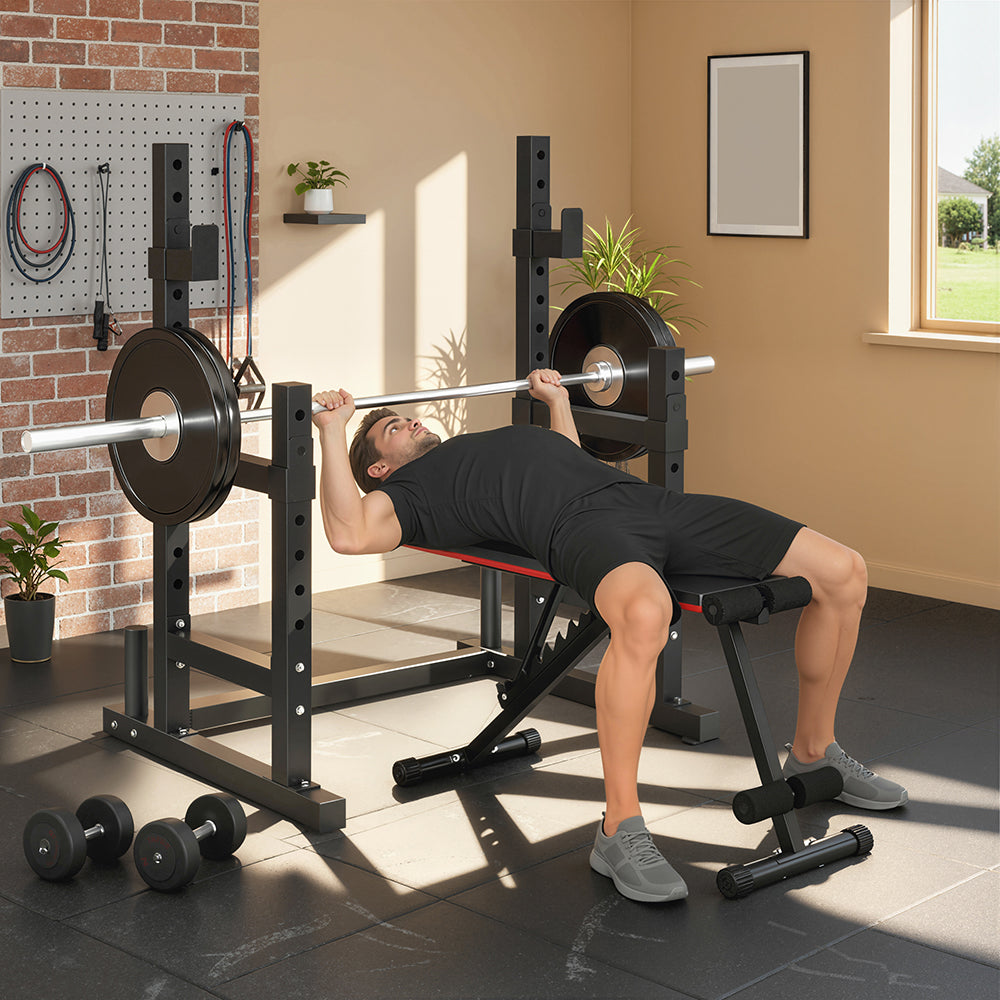 Adjustable Squat Rack for Home Gym - 660 lbs Capacity