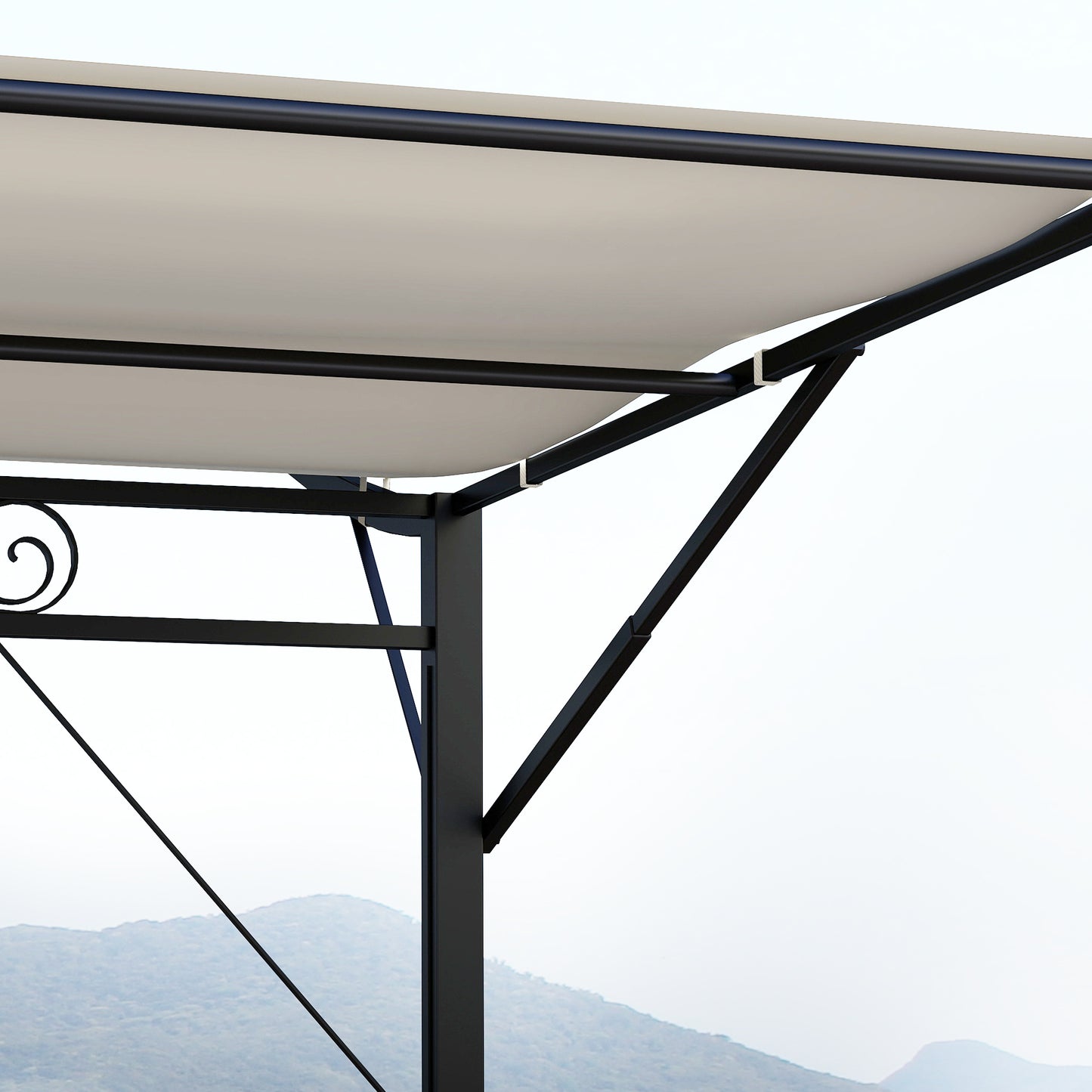 Outdoor Gazebo with Adjustable Canopy - Cream White