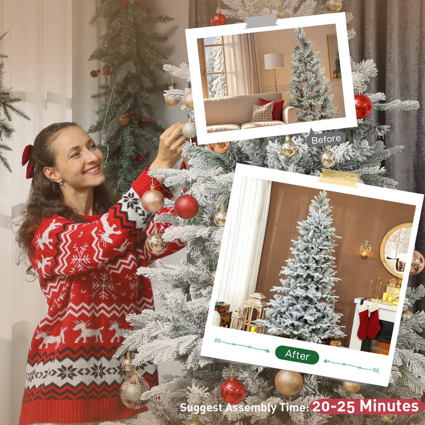 7.5 ft Full Spruce Artificial Christmas Tree - Easy Assembly