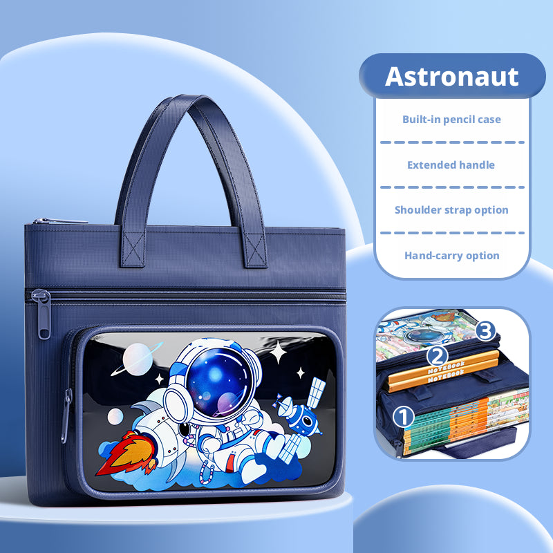 Kids Hand-Held Astronaut Bag - Navy Blue Oxford Cloth, Vertical Style