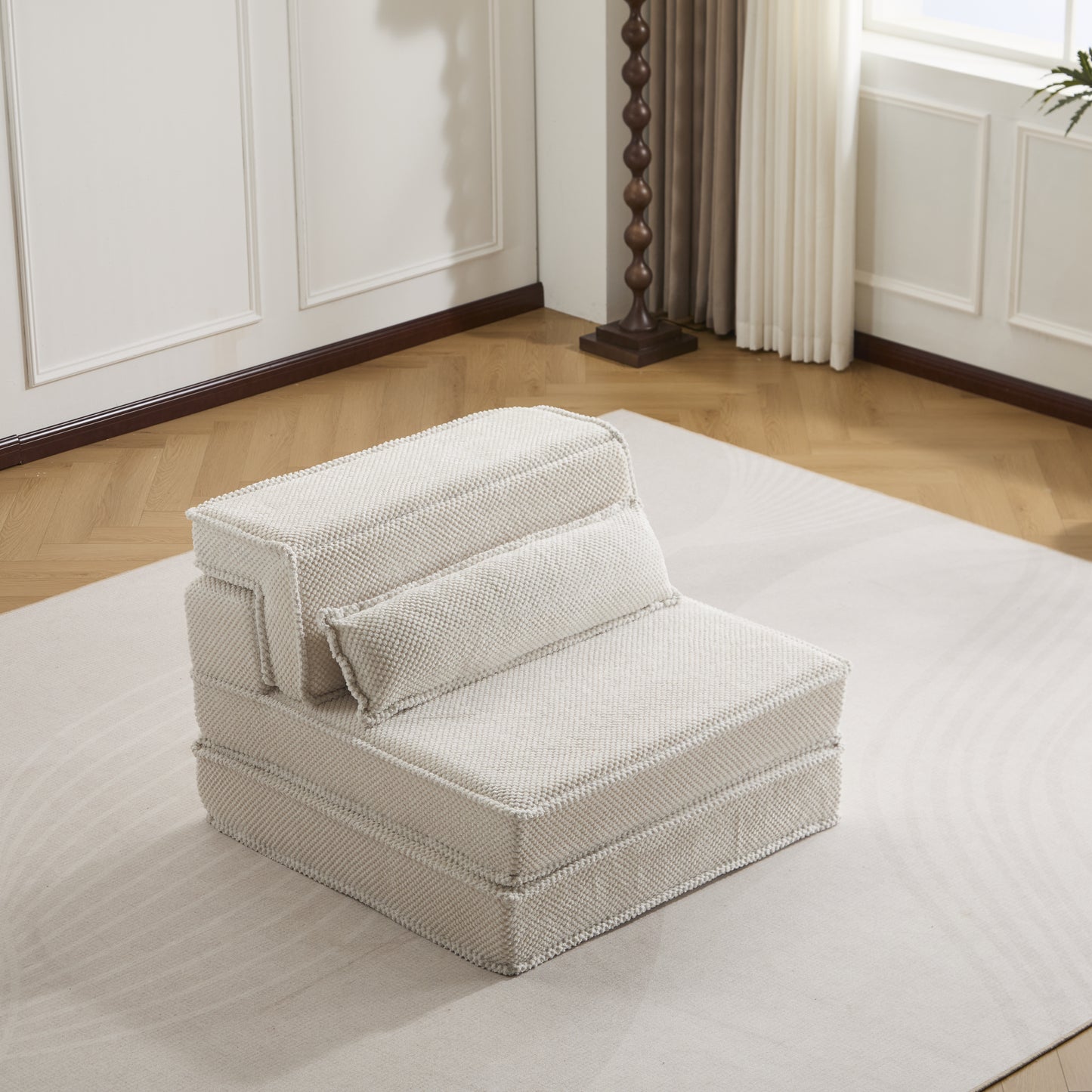 Convertible Floor Sofa Bed - Compression Mahjong Sofa in White