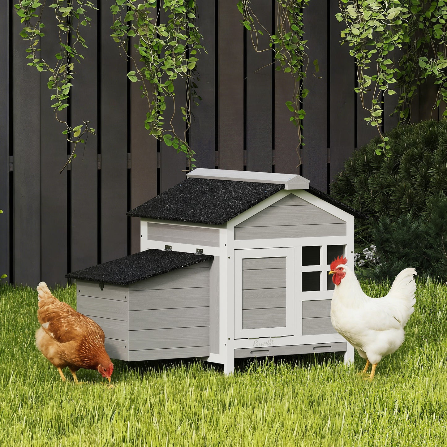 Outdoor Wooden Chicken Coop with Nesting Box and Pull-Out Tray - Weather-Resistant, 36x25x27 Inches