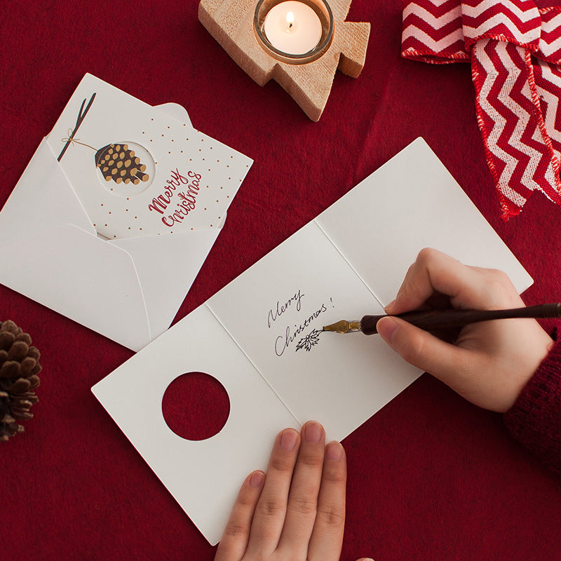 Festive Christmas Greeting Card Set with Envelopes and Stickers - Three Fold Holiday Card Collection
