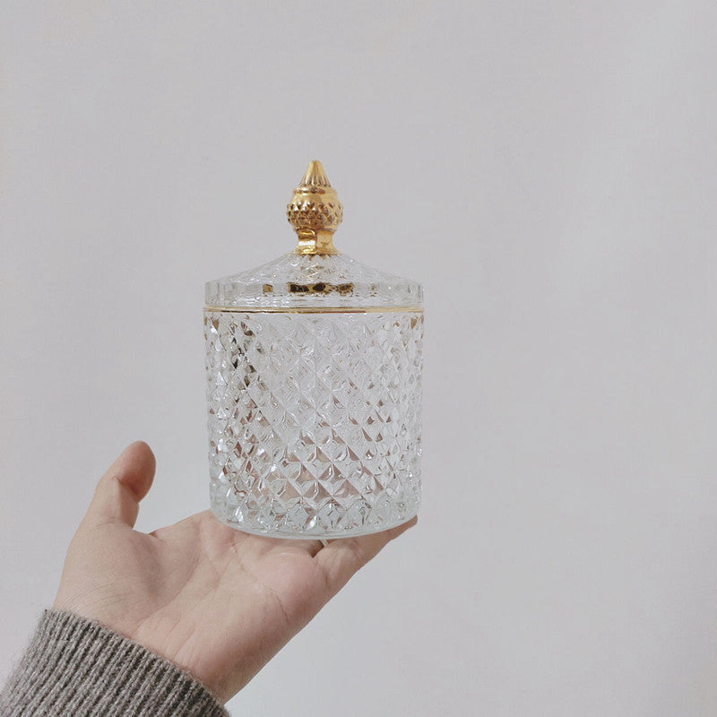 Retro Glass Storage Jar for Sugar, Cotton Swabs & Kitchen Organization