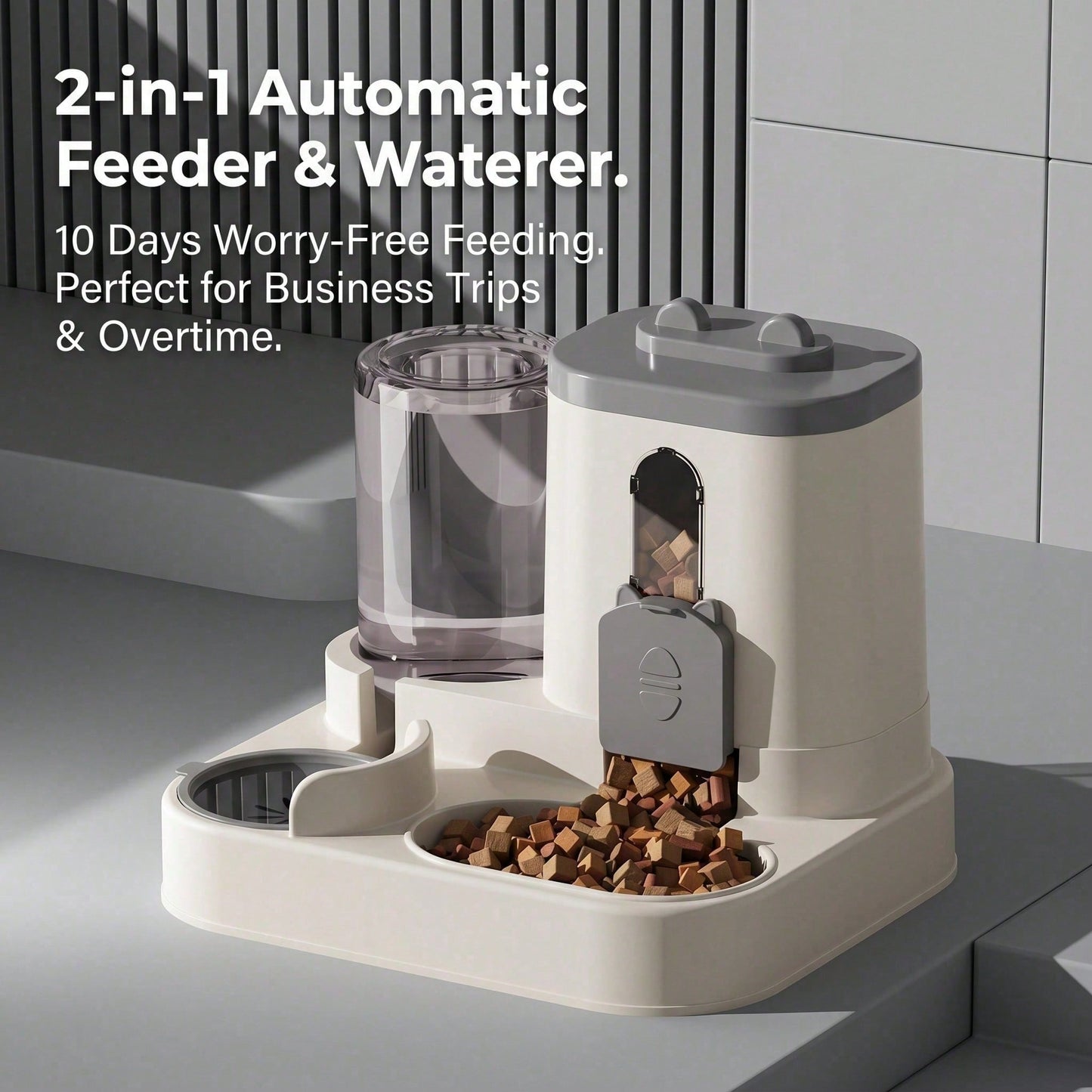 Large Capacity Gravity Pet Feeder and Water Dispenser for Cats and Small Animals