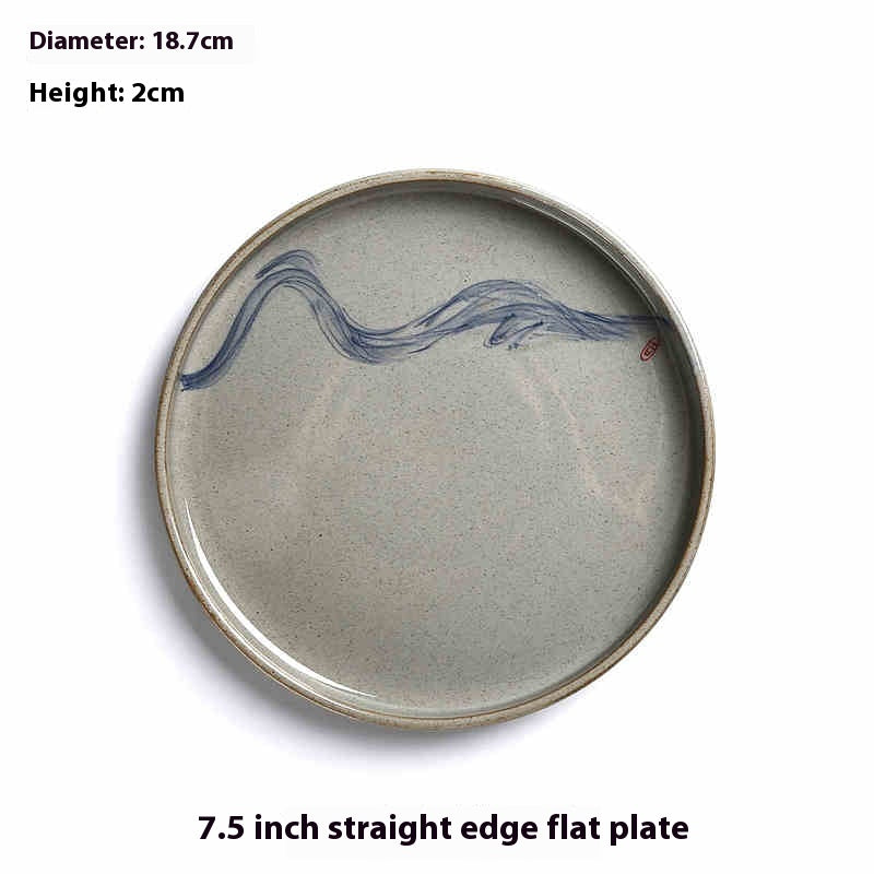 Ceramic Dinner Plate Set - Hand-Painted Round Tableware for Home & Kitchen