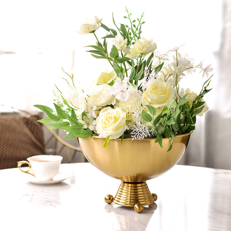 European Style Modern Metal Flower Vase - Luxury Stainless Steel Pot for Home & Garden