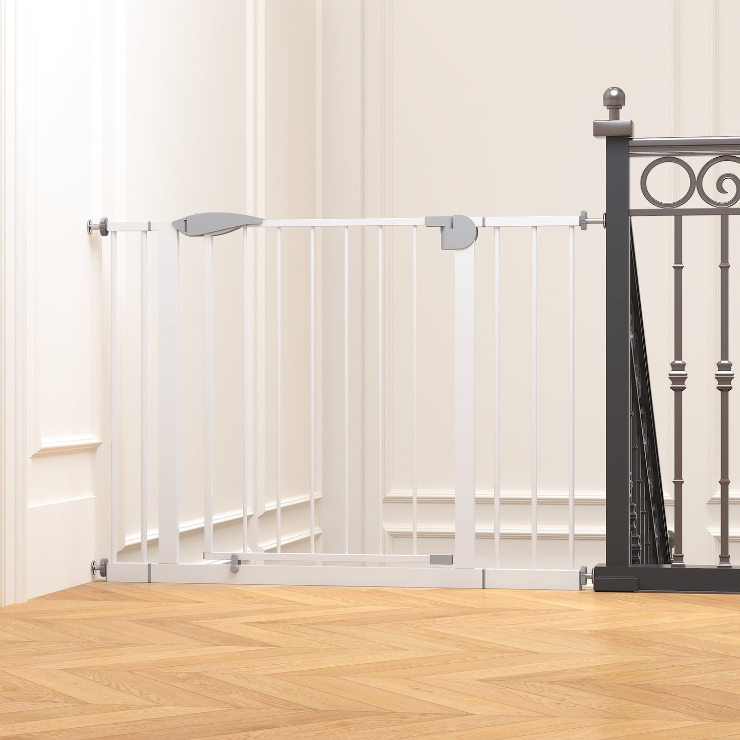 2-Pack Pressure-Mounted Baby Gate for Stairs & Doorways - White