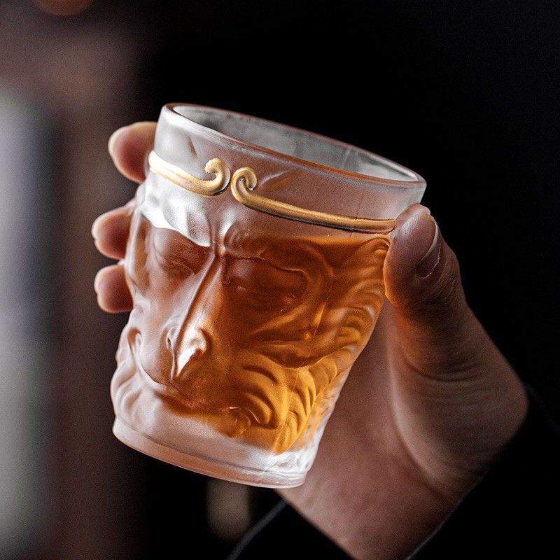 Large Capacity Crystal Glass Tea Cup - 110ml with Gold Hoop & Sun Dasheng Design