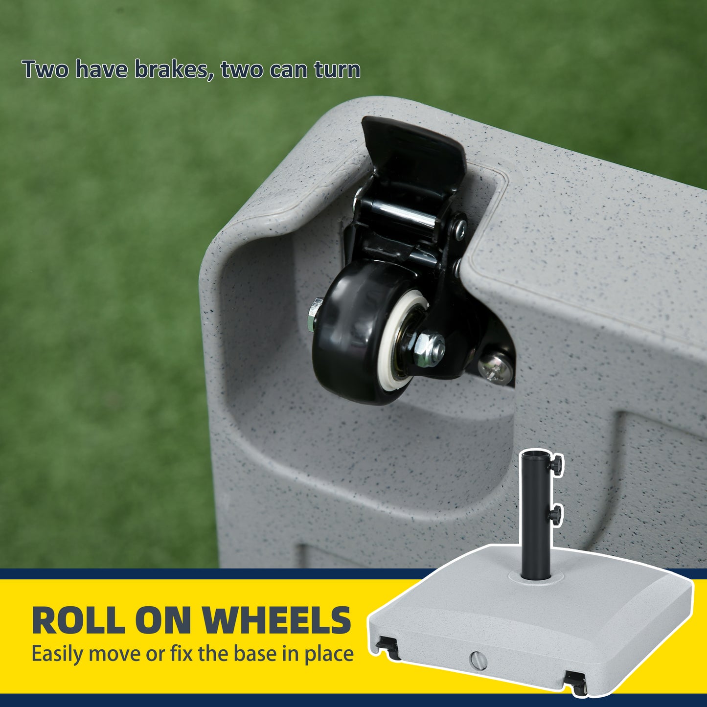 Heavy Duty Patio Umbrella Base with Wheels - Gray, 66 lbs Sand