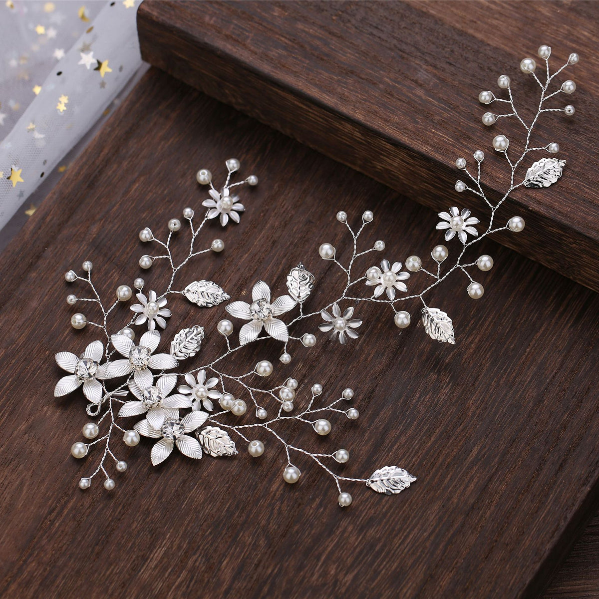 Golden Leaf Flower Hair Band - Wedding Bridal Accessory