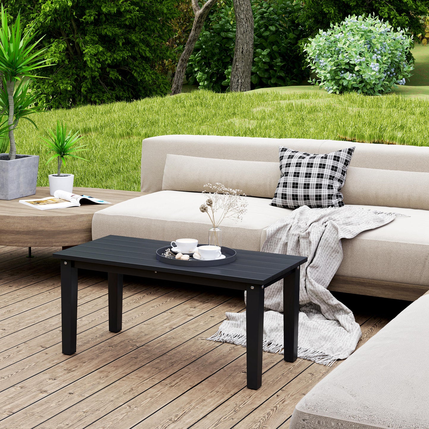 All-Weather Rectangle Outdoor Coffee Table - Black