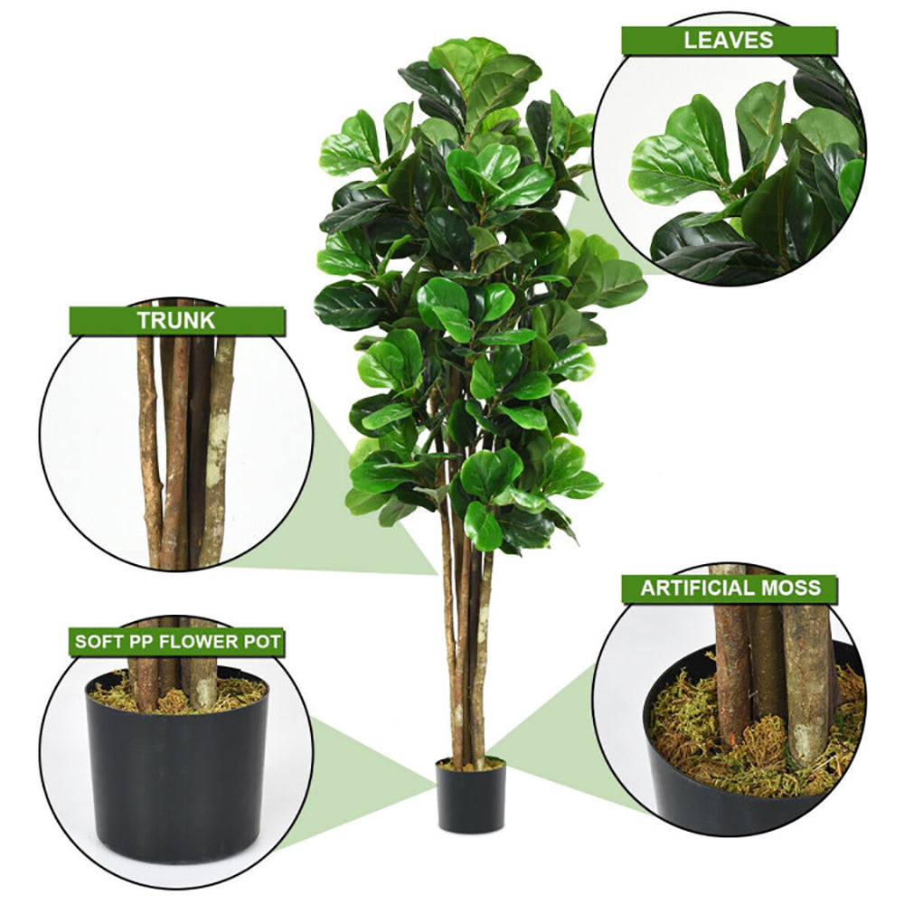 6-Foot Artificial Fiddle Leaf Fig Tree - Green