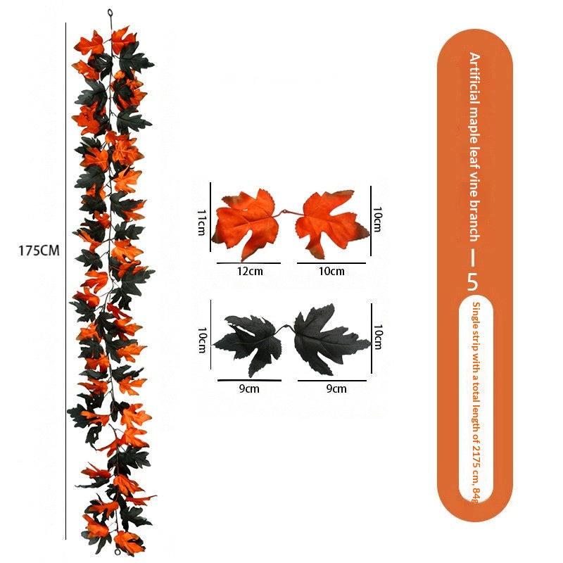 Artificial Maple Leaf Vine Wall Hanging Decoration for Halloween & Fall