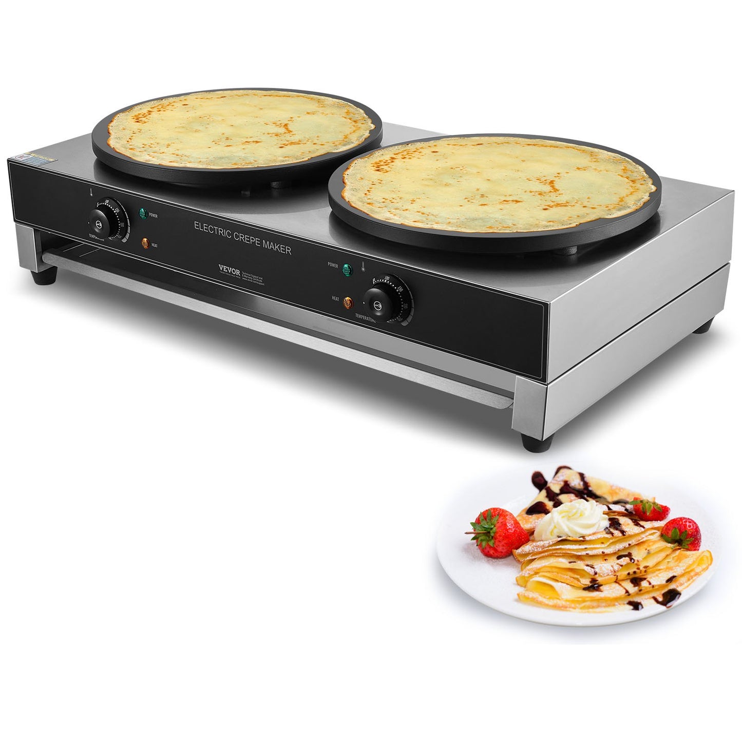 16-Inch Electric Crepe Maker Commercial Double Head 3400W Kitchen Appliance
