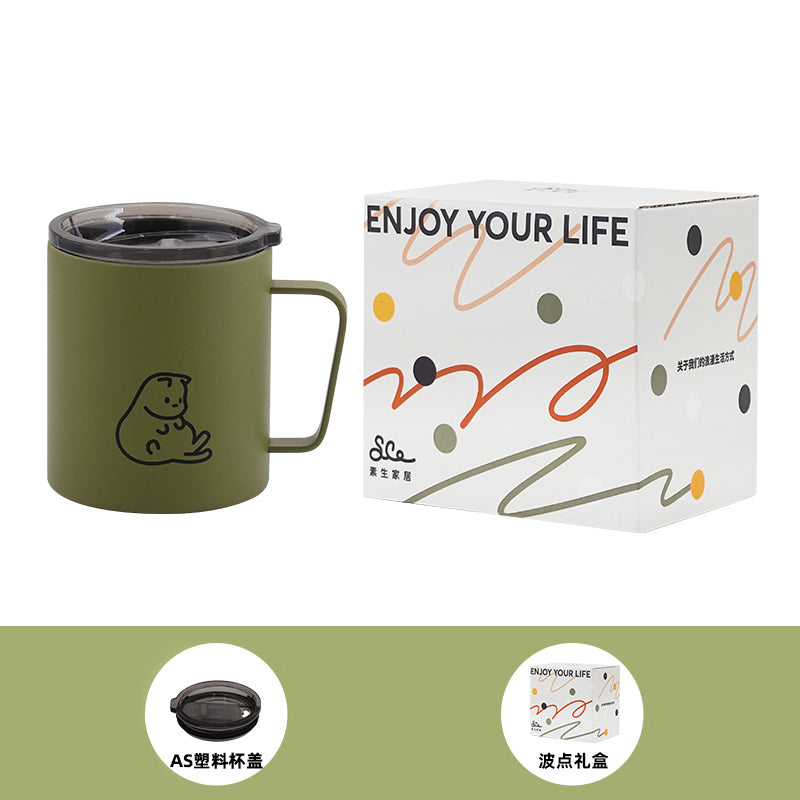 Insulated Mug with Lid - Cute Girl's Coffee Cup, Cold Water Travel Tumbler
