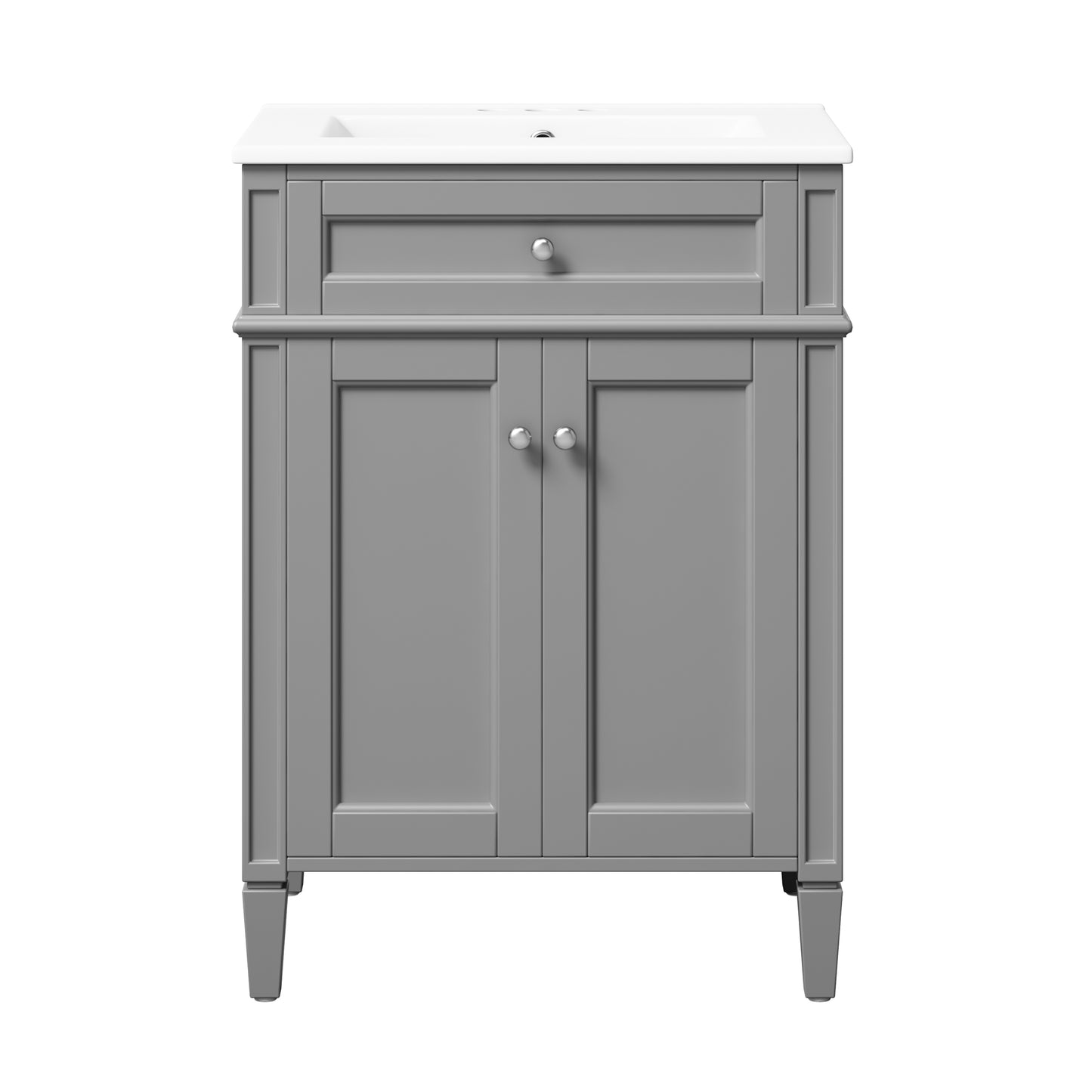 24-Inch Gray Bathroom Vanity with Soft-Closing Doors & Drawer