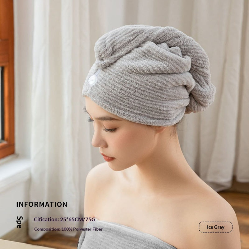 Thickened Water-Absorbent Coral Fleece Hair Drying Cap for Home Use