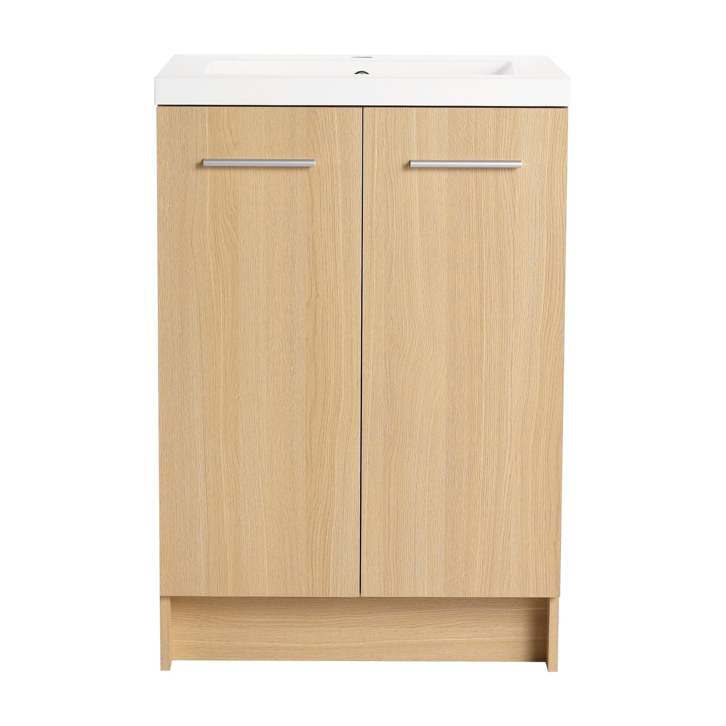 24" Freestanding Bathroom Vanity with Resin Sink - Light Oak