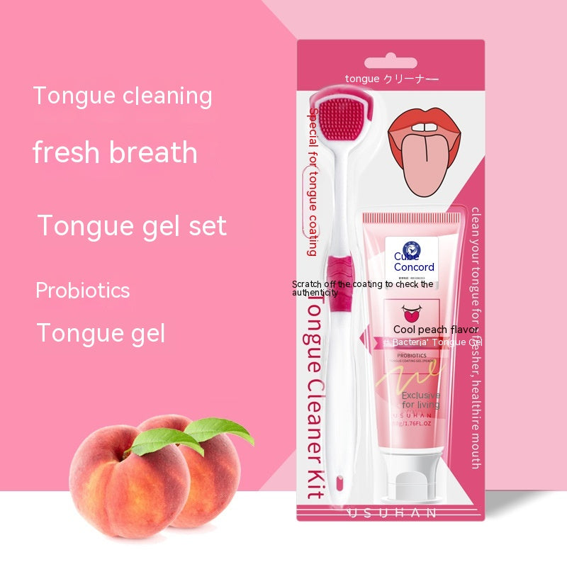 Tongue Cleaning Gel - Mint & Peach Flavors, 50g Oral Care Gel for Tongue Coating Removal